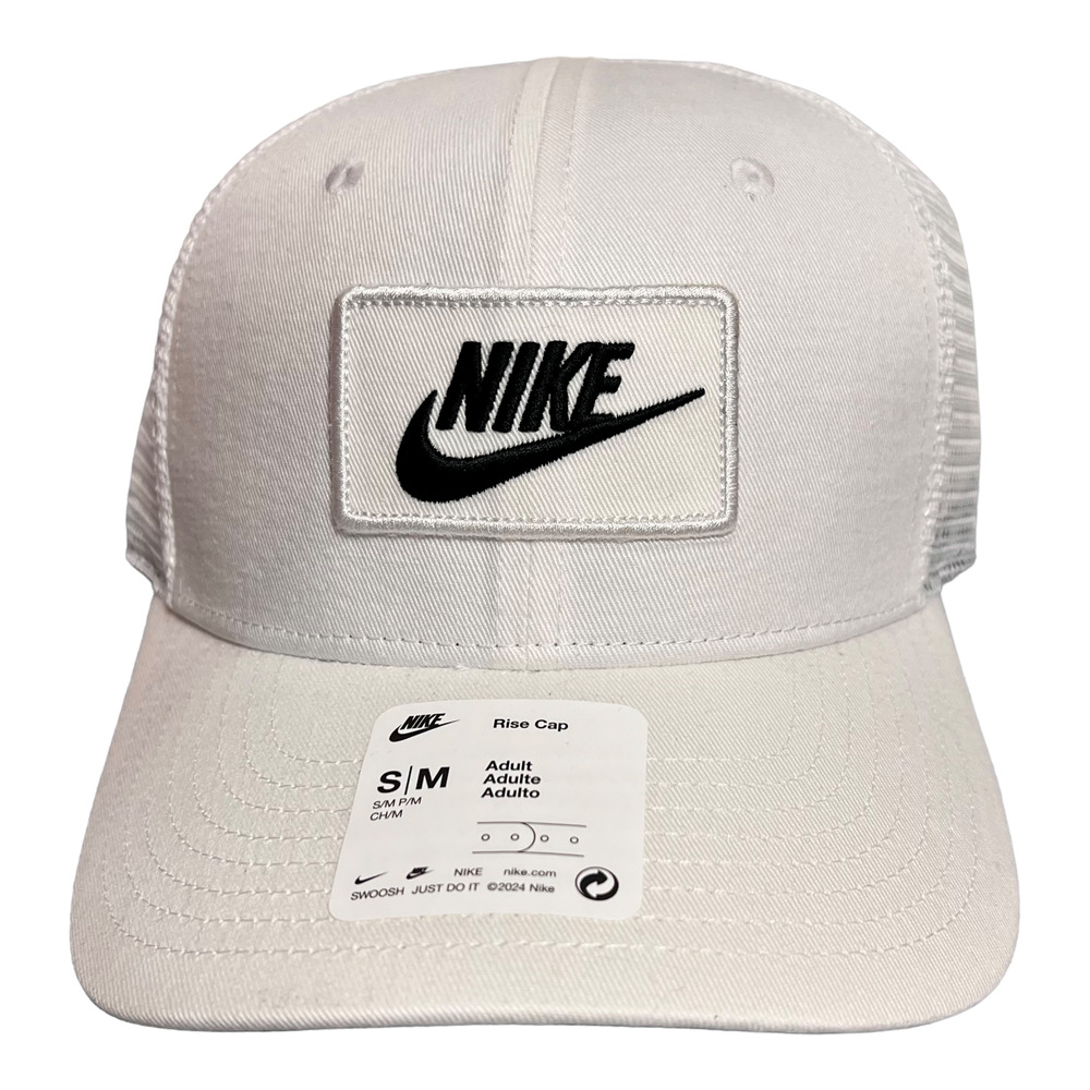 Nike Just Do it Unisex Rise Snapback Trucker Cap Hat White Black FV5543 100 S/M - Picture 4 of 5